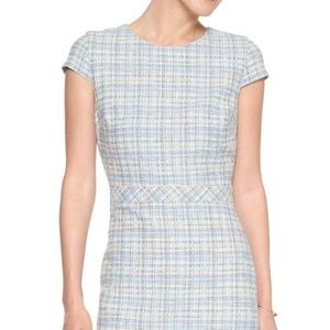 Blue boucle fitted sheath Banana Republic s